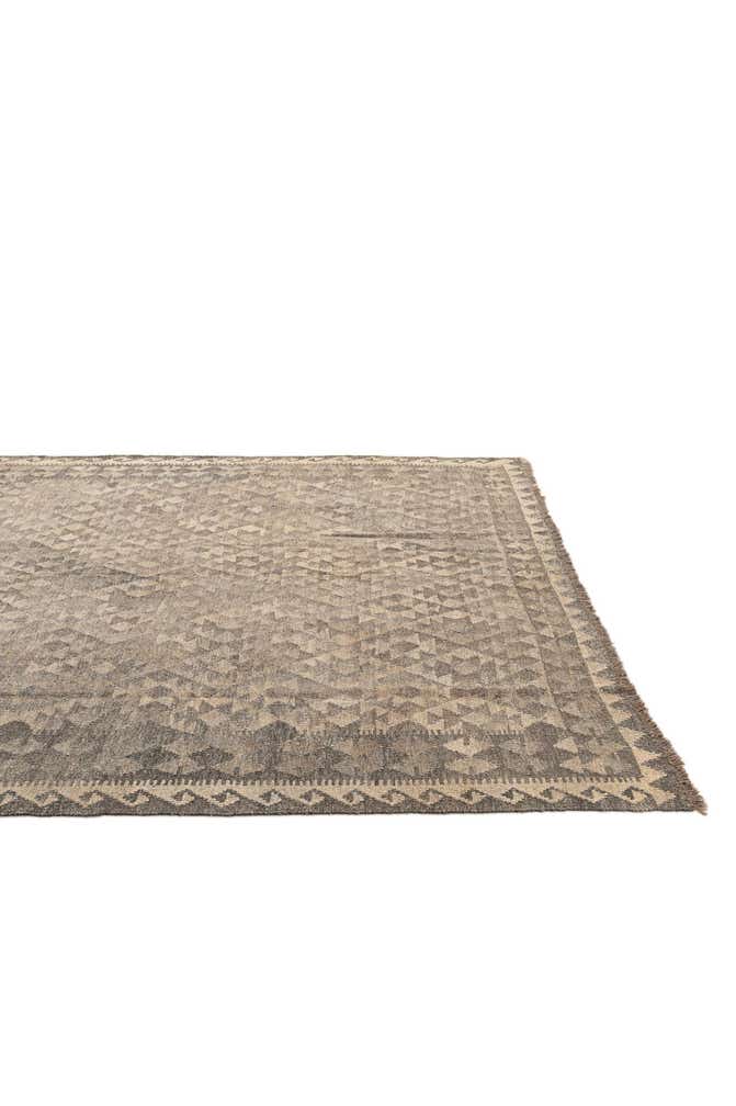 6' 9 x 9' 8 Hand Woven Kilim Maymana Wool Rug