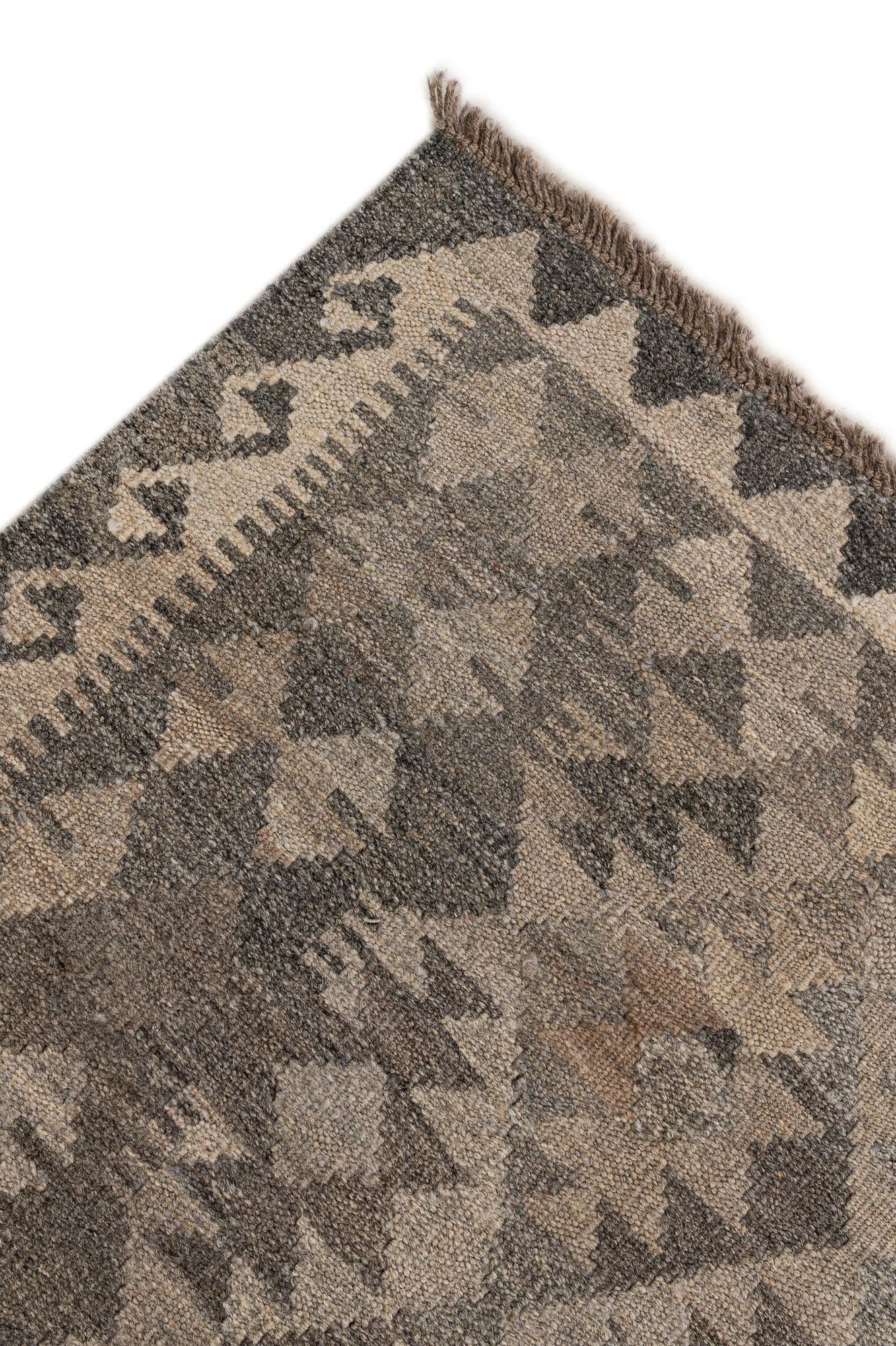 6' 9 x 9' 8 Hand Woven Kilim Maymana Wool Rug