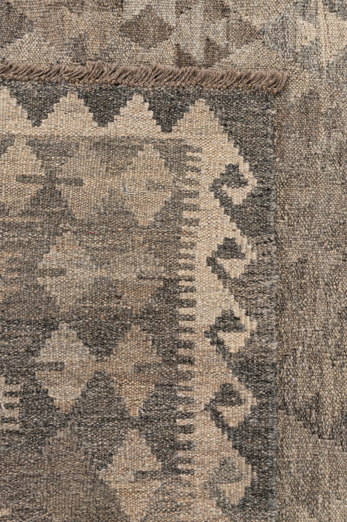 6' 9 x 9' 8 Hand Woven Kilim Maymana Wool Rug