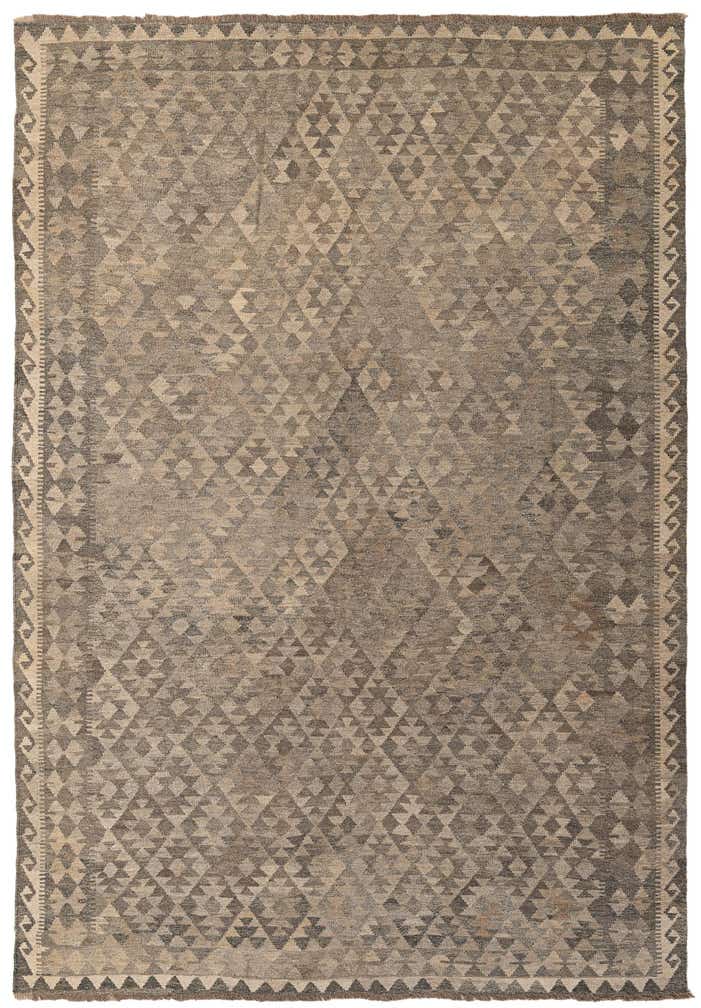 6' 9 x 9' 8 Hand Woven Kilim Maymana Wool Rug