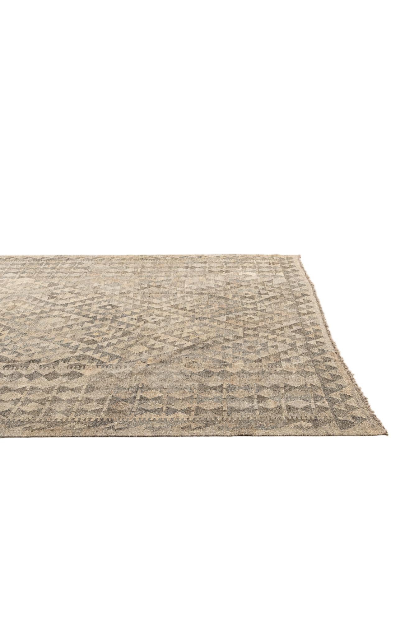 6' 9 x 9' 9 Hand Woven Kilim Maymana Wool Rug