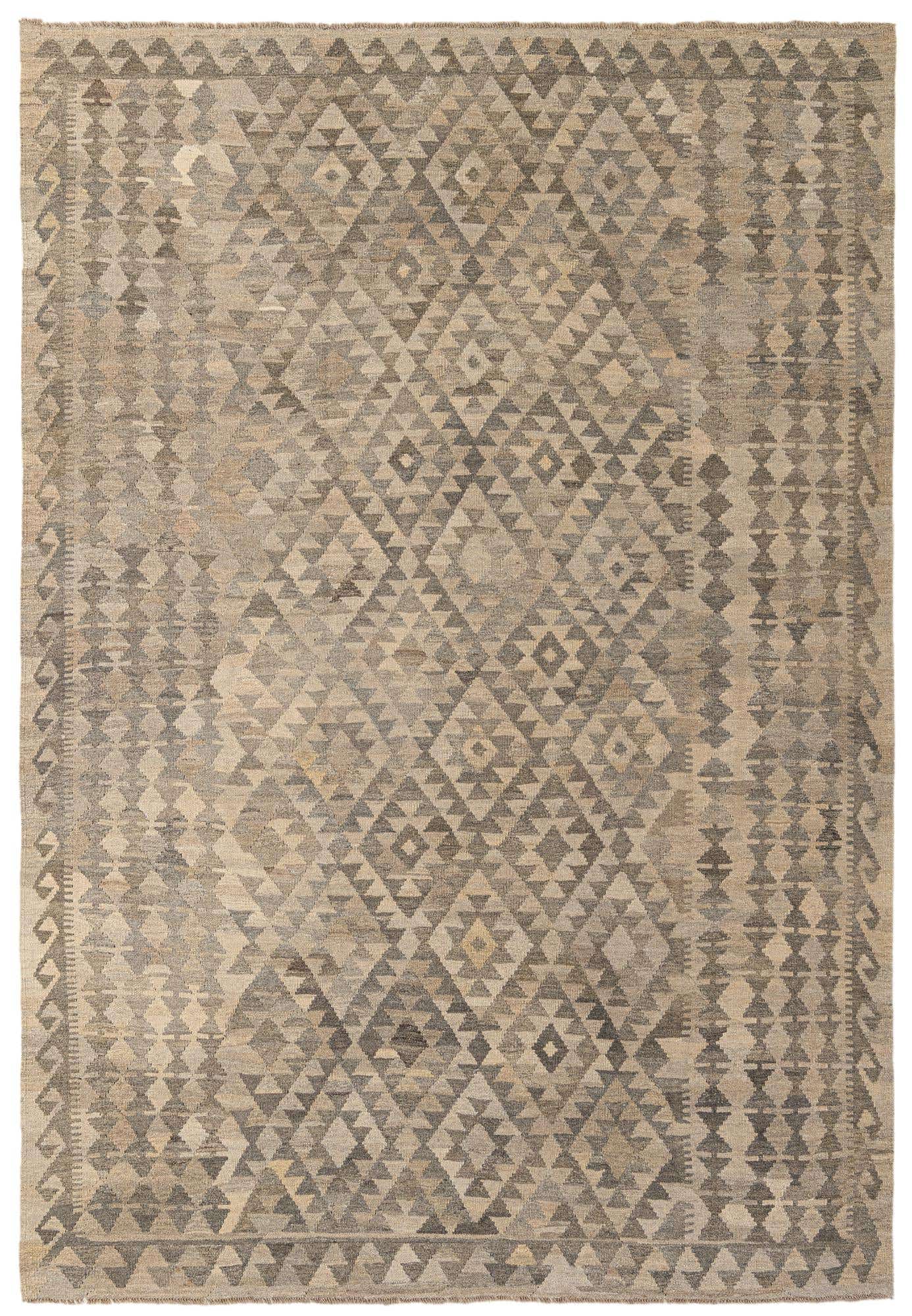 6' 9 x 9' 9 Hand Woven Kilim Maymana Wool Rug
