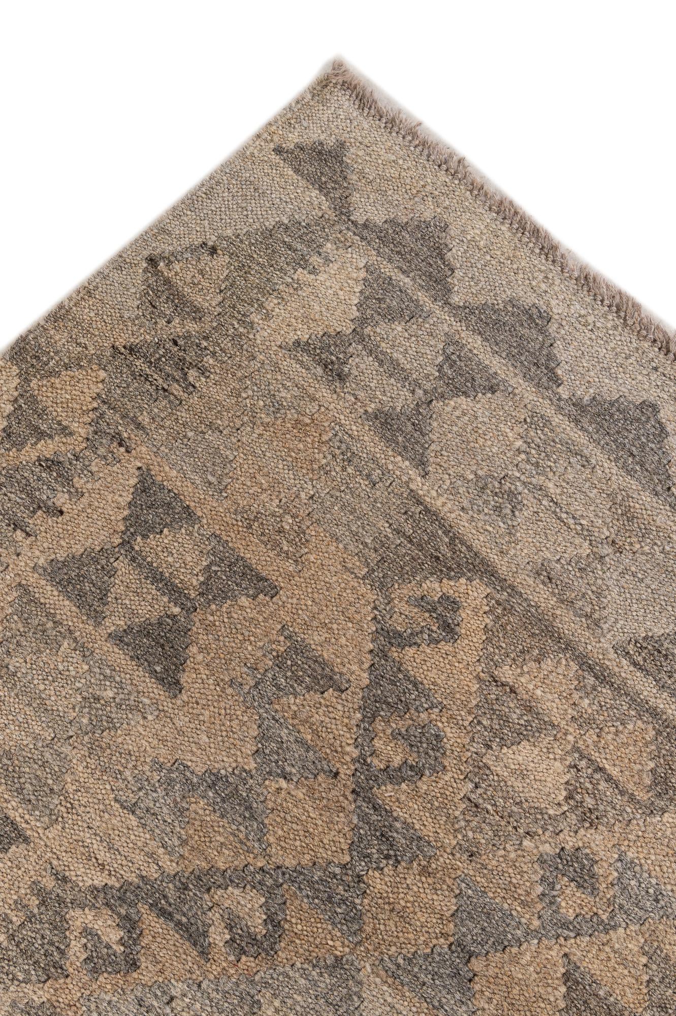 6' 9 x 9' 8 Hand Woven Kilim Maymana Wool Rug