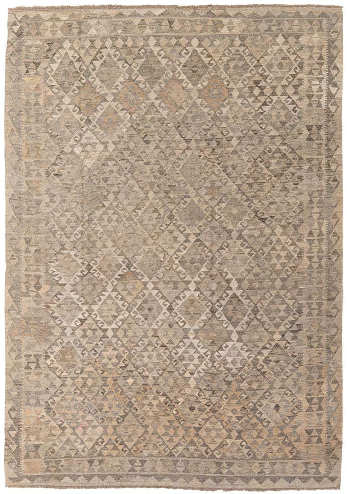 6' 9 x 9' 8 Hand Woven Kilim Maymana Wool Rug