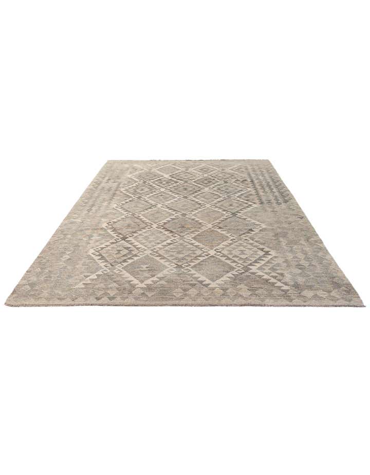 6' 8 x 9' 11 Hand Woven Kilim Maymana Wool Rug