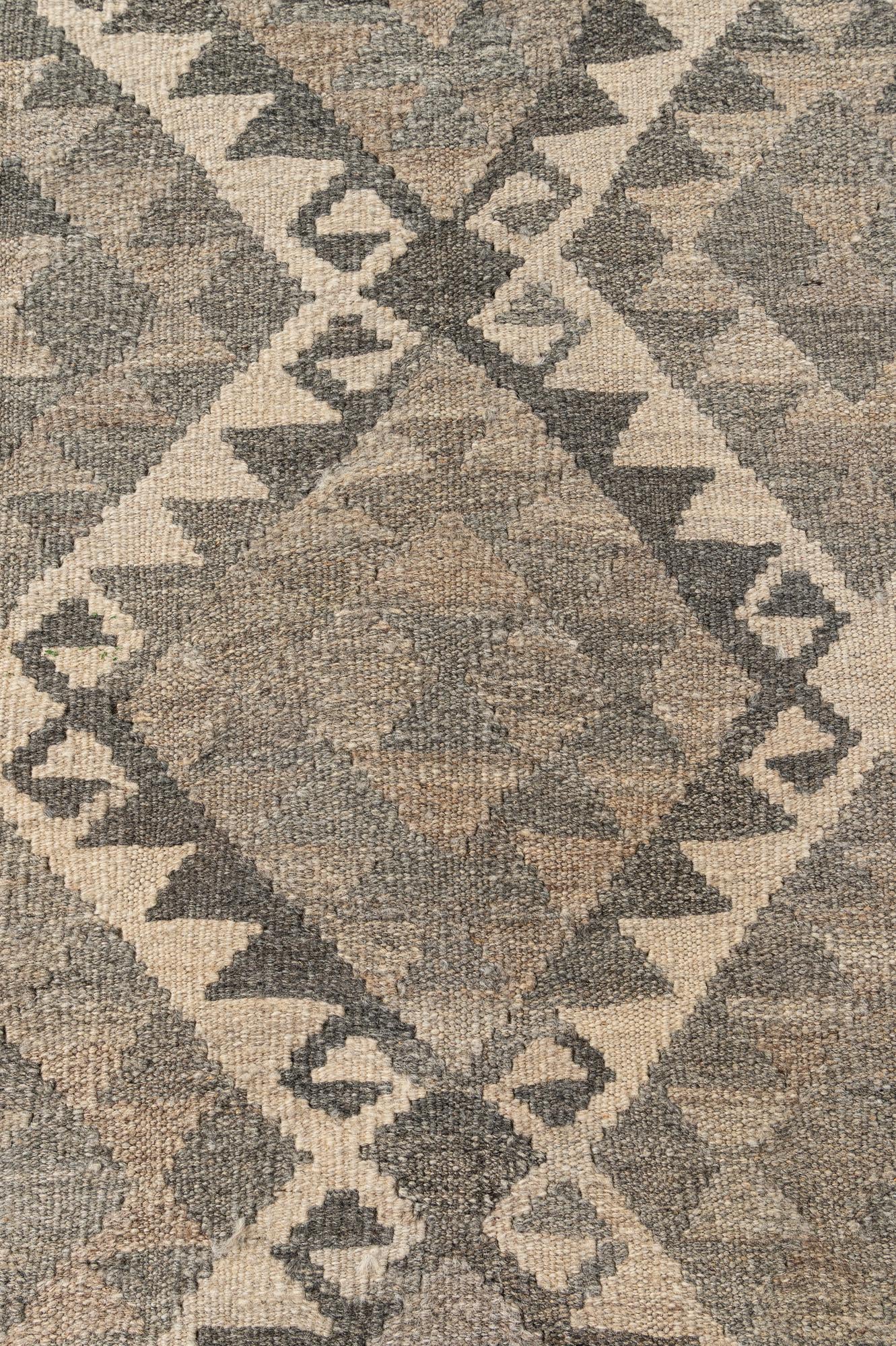 6' 8 x 9' 11 Hand Woven Kilim Maymana Wool Rug