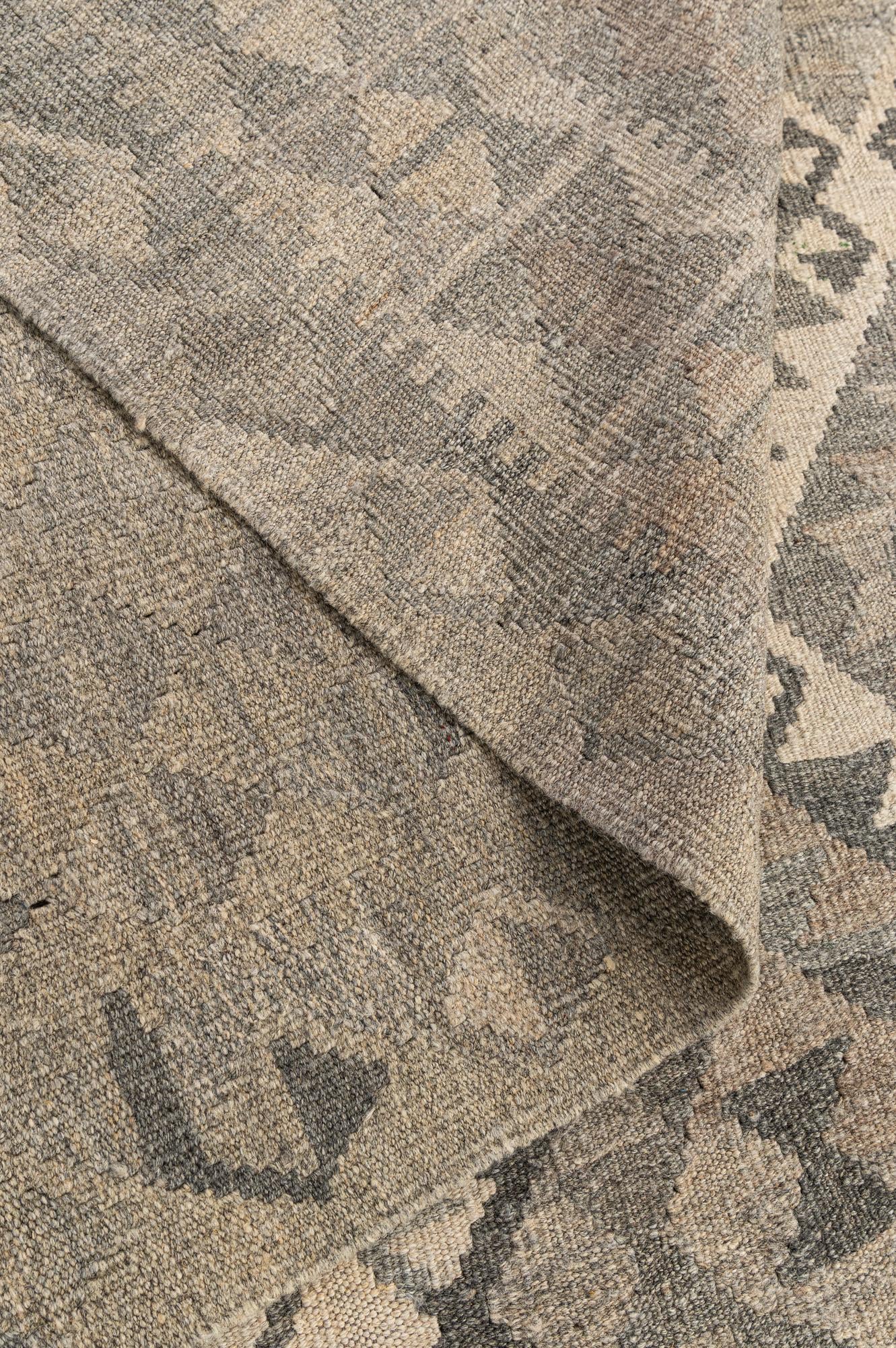 6' 8 x 9' 11 Hand Woven Kilim Maymana Wool Rug