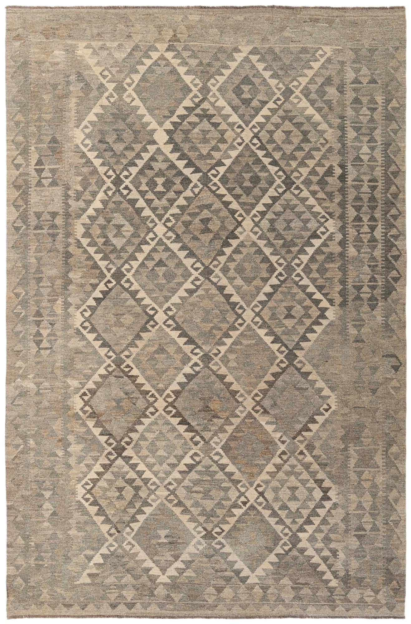 6' 8 x 9' 11 Hand Woven Kilim Maymana Wool Rug