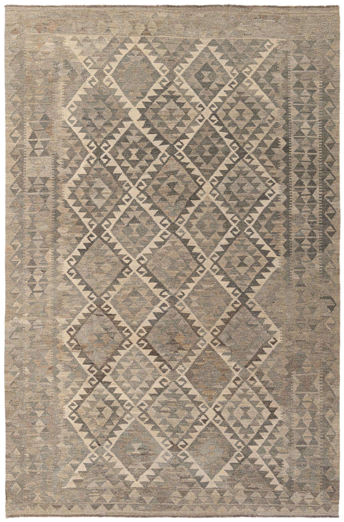 6' 8 x 9' 11 Hand Woven Kilim Maymana Wool Rug