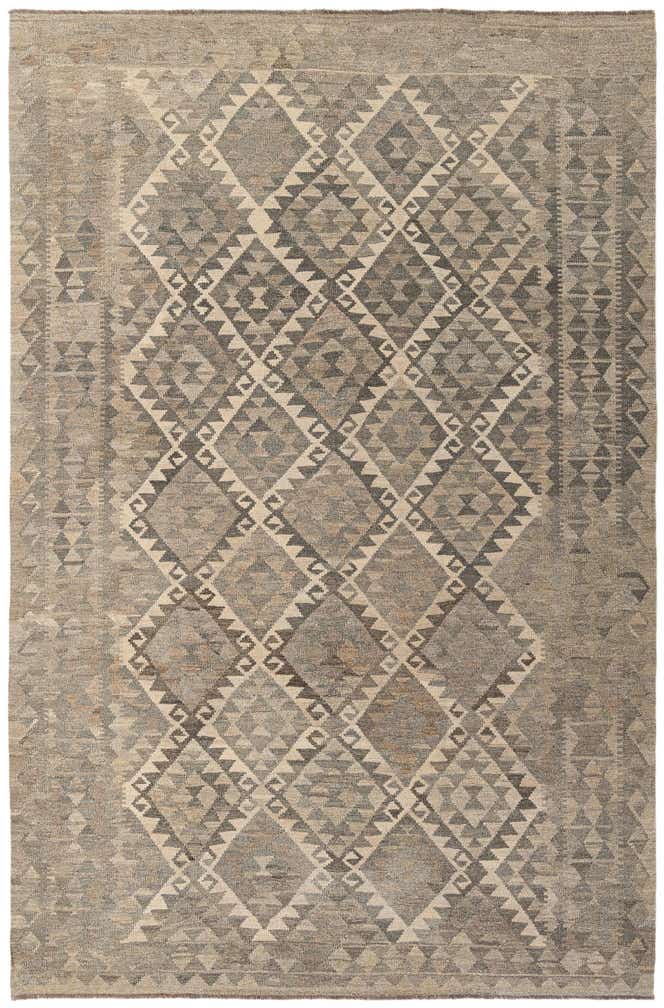 6' 8 x 9' 11 Hand Woven Kilim Maymana Wool Rug