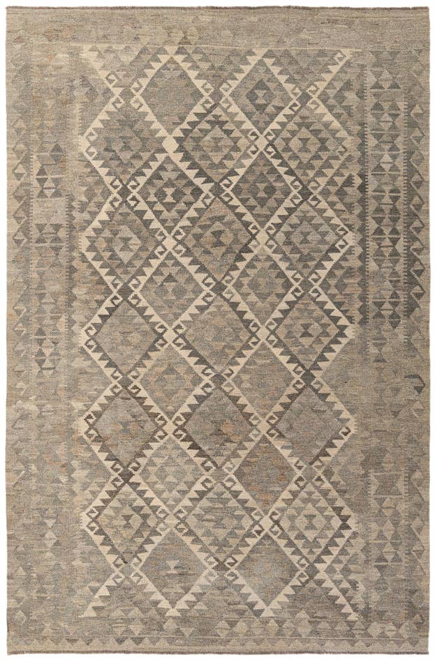 Detail image of 6' 8 x 9' 11 Hand Woven Kilim Maymana Wool Rug