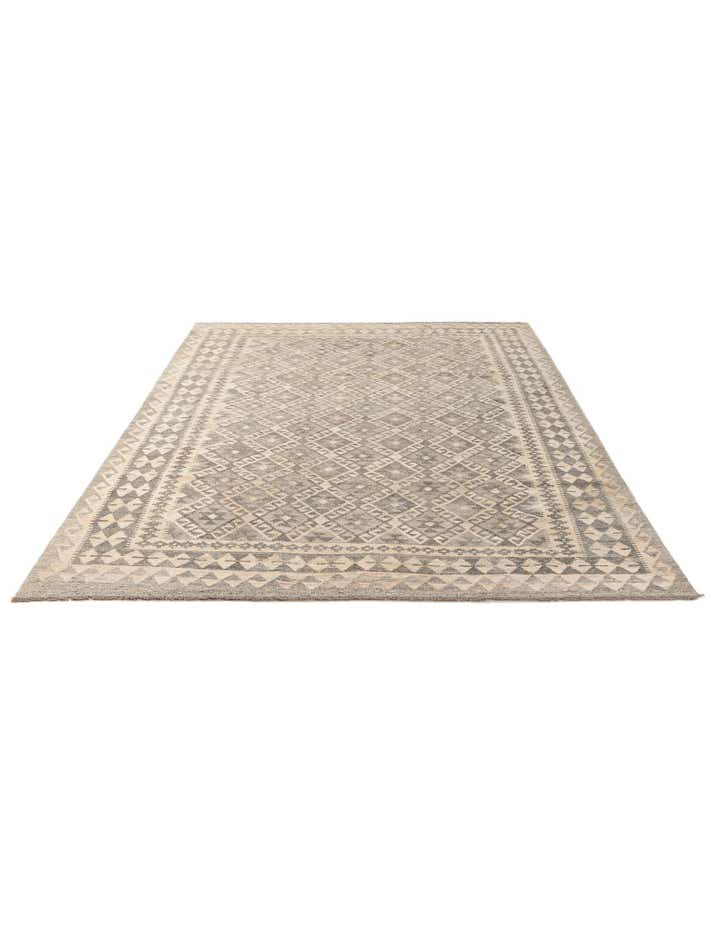 6' 8 x 9' 9 Hand Woven Kilim Maymana Wool Rug