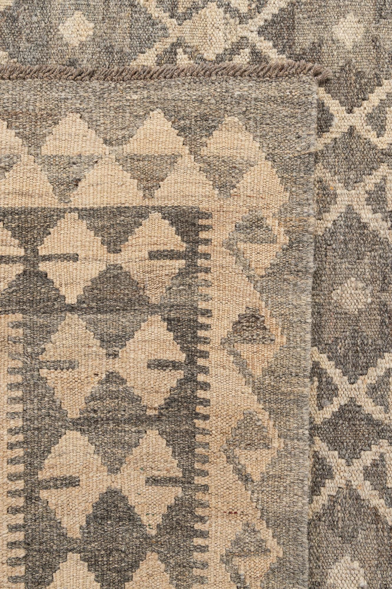 6' 8 x 9' 9 Hand Woven Kilim Maymana Wool Rug