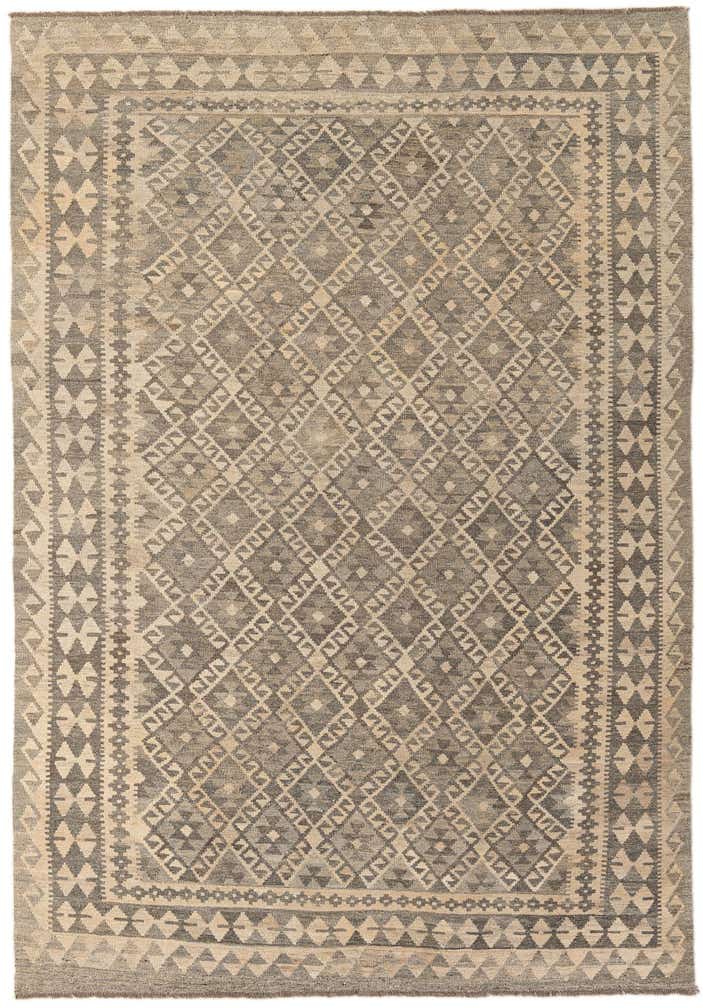 6' 8 x 9' 9 Hand Woven Kilim Maymana Wool Rug