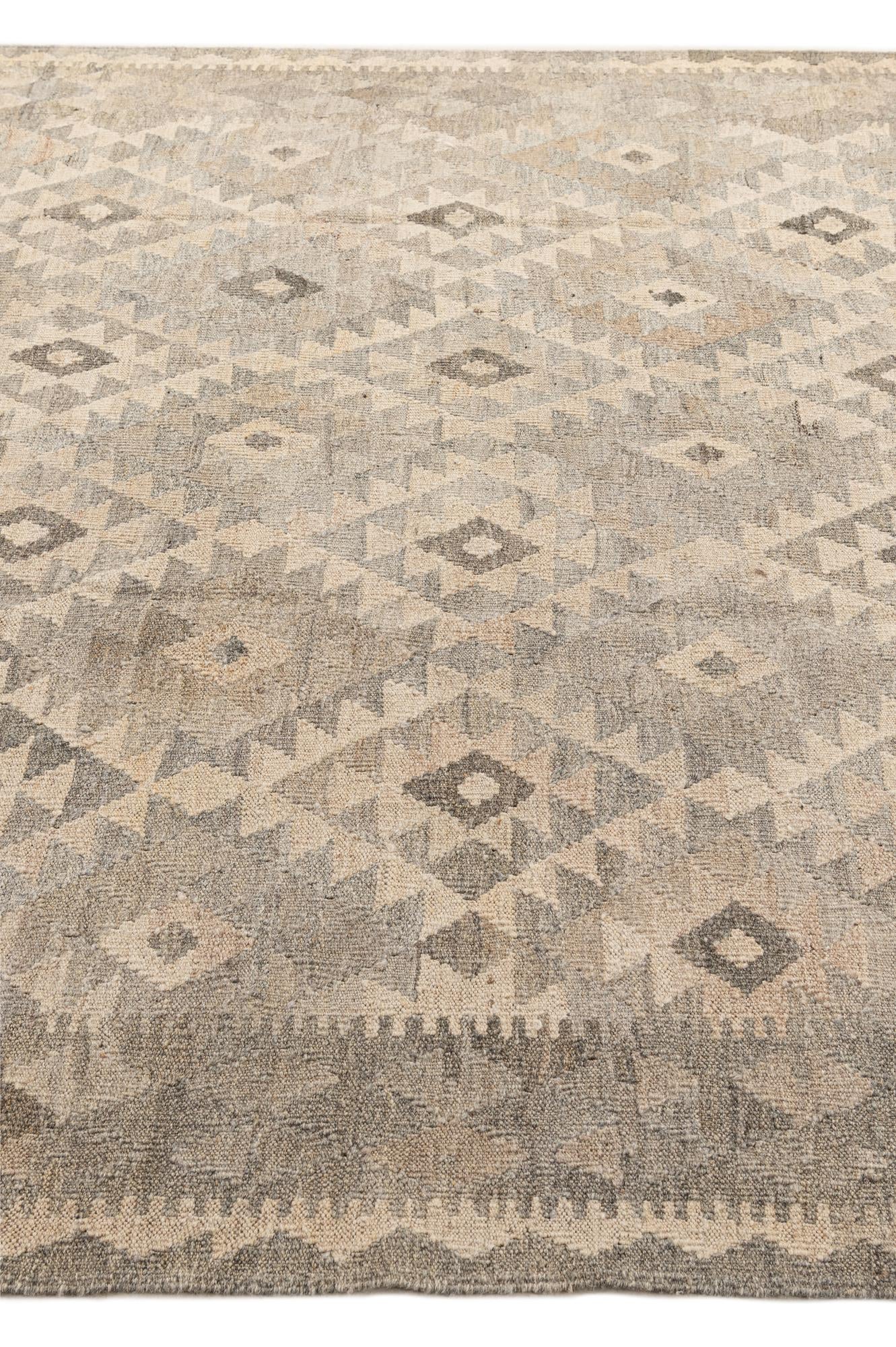 6' 10 x 9' 10 Hand Woven Kilim Maymana Wool Rug