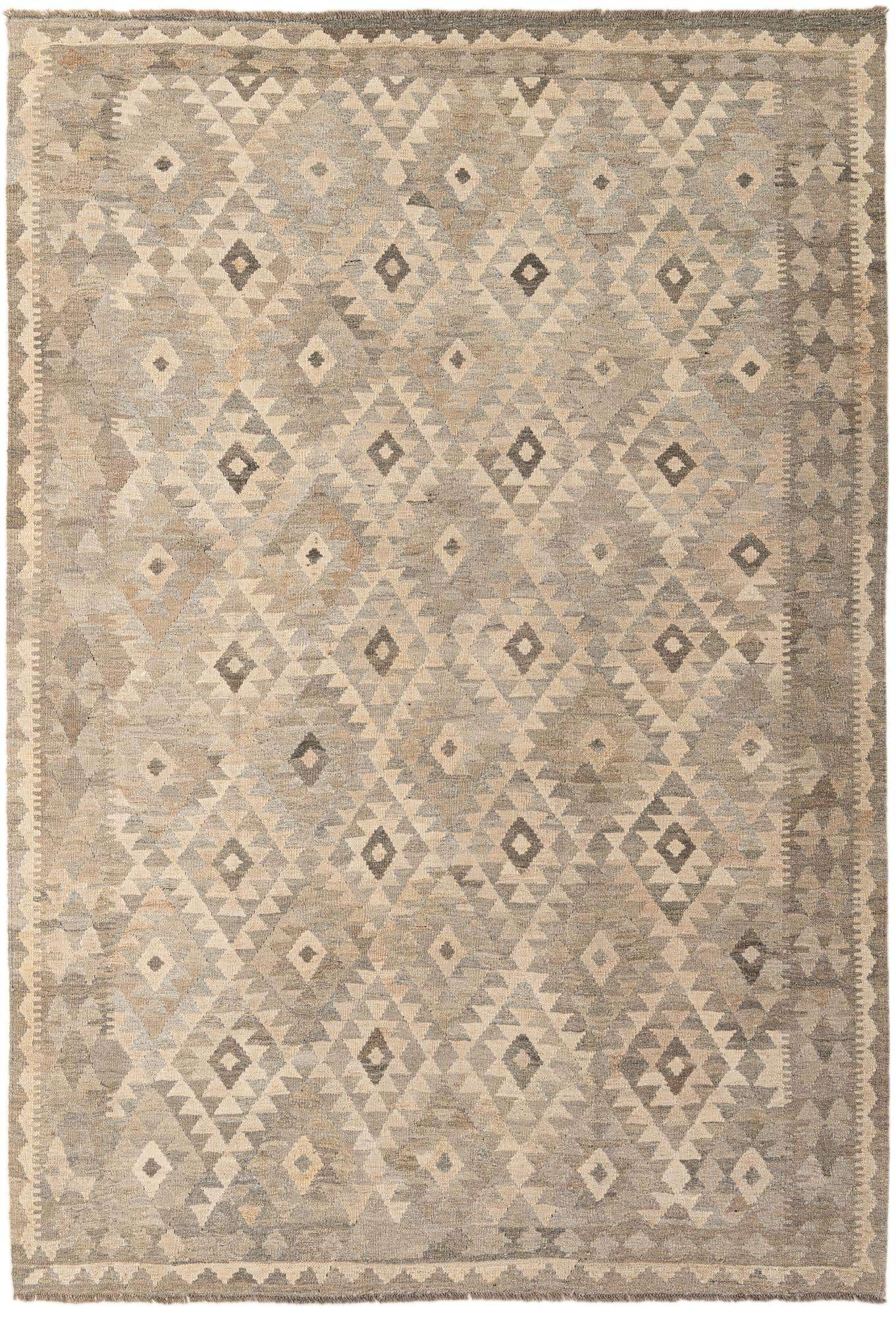 6' 10 x 9' 10 Hand Woven Kilim Maymana Wool Rug