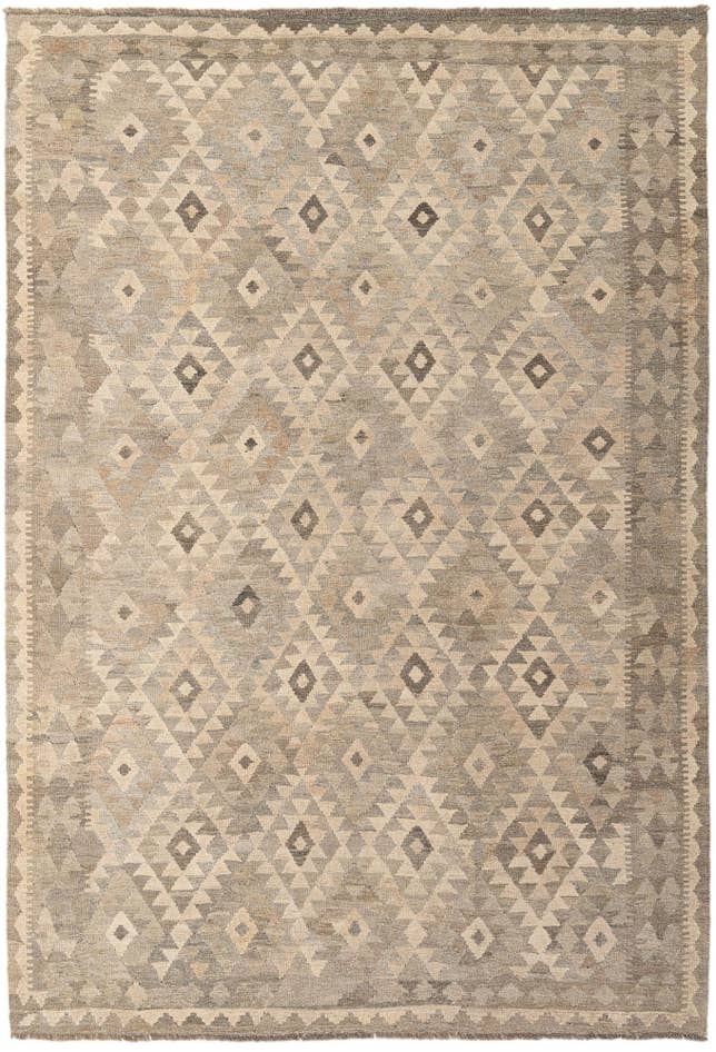 Detail image of 6' 10 x 9' 10 Hand Woven Kilim Maymana Wool Rug