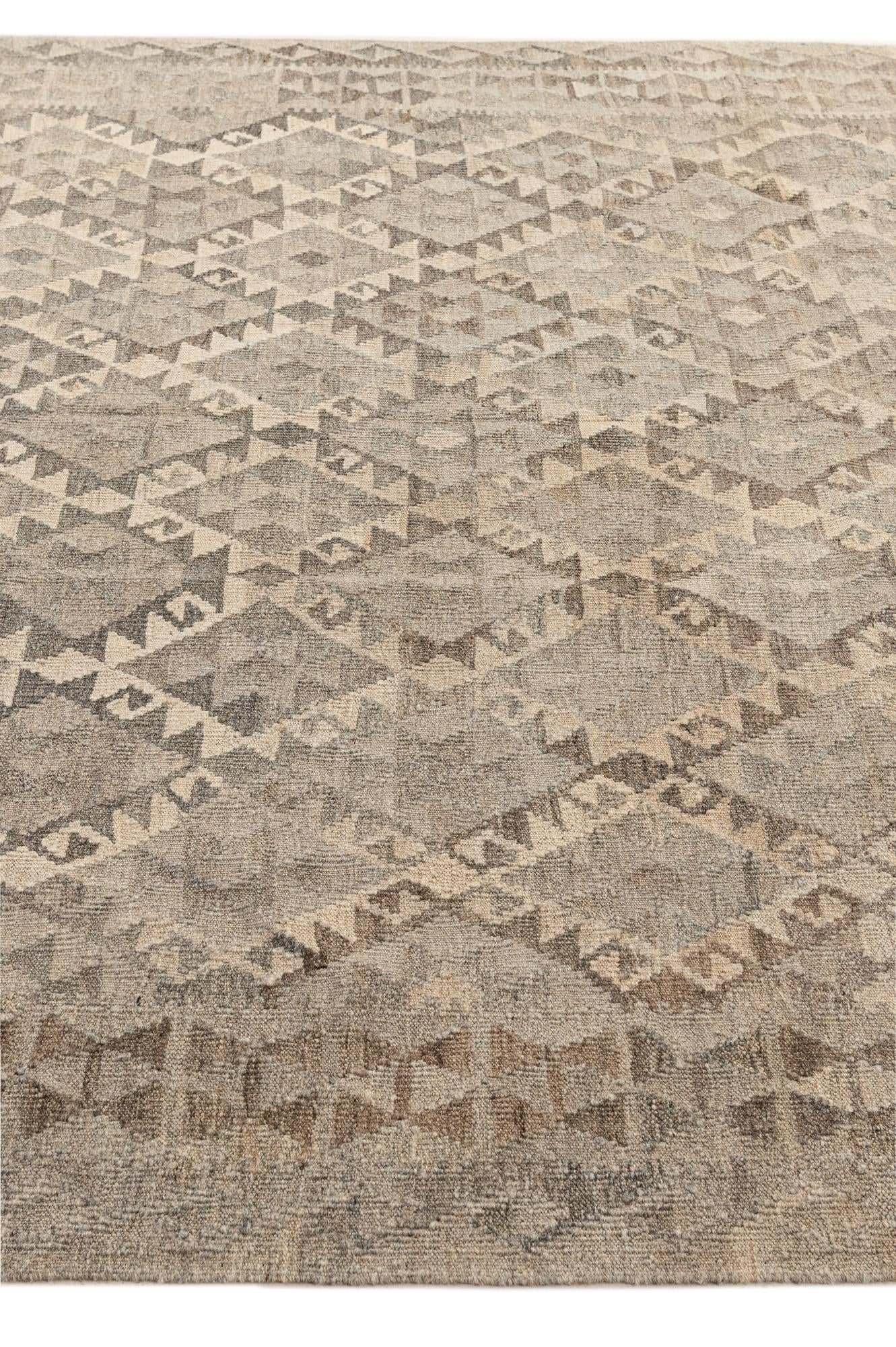 6' 10 x 9' 9 Hand Woven Kilim Maymana Wool Rug