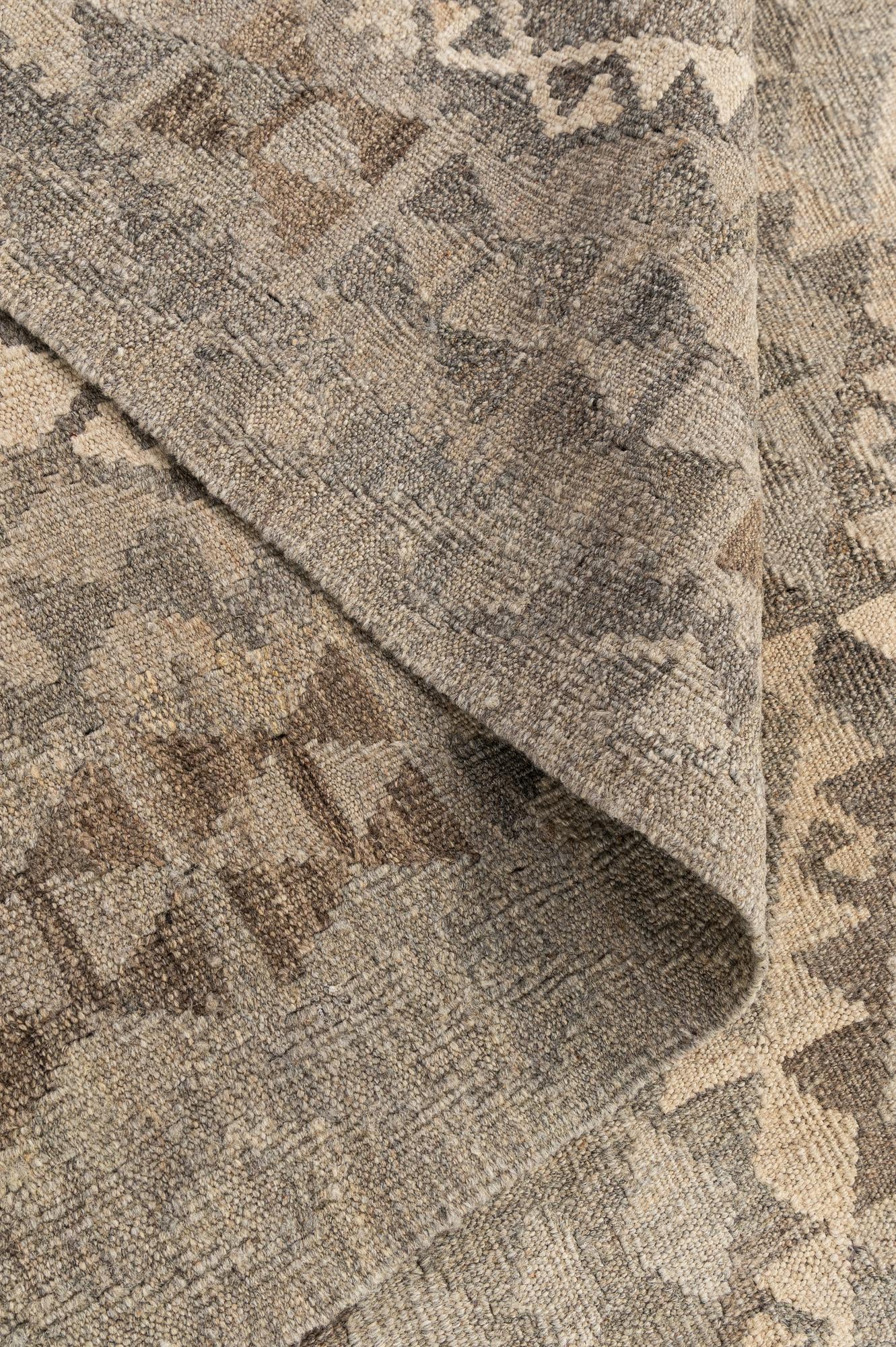 6' 10 x 9' 9 Hand Woven Kilim Maymana Wool Rug