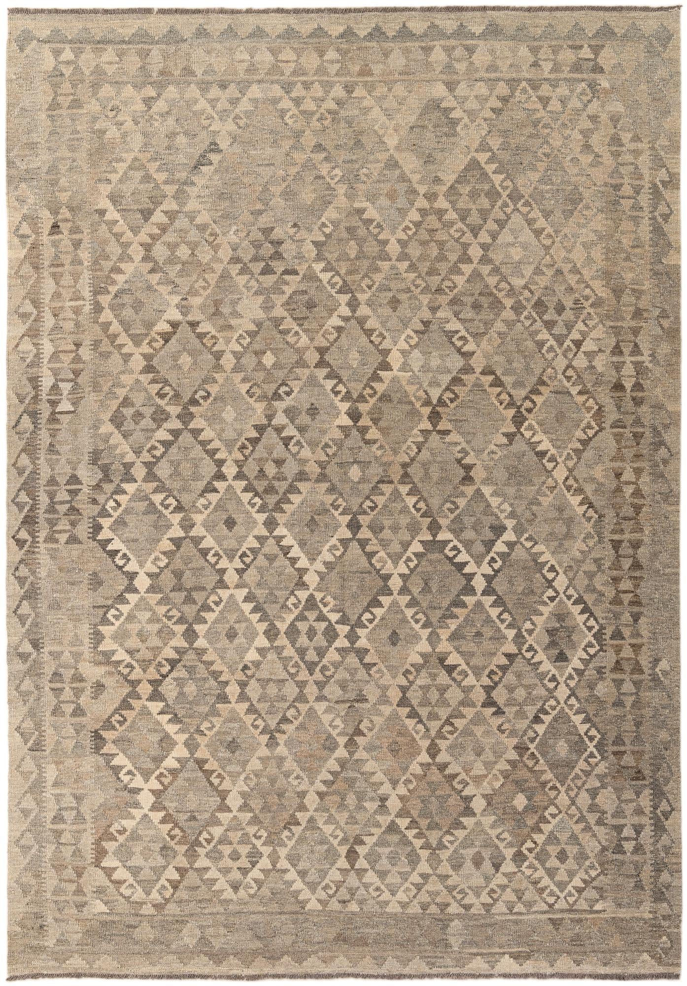 6' 10 x 9' 9 Hand Woven Kilim Maymana Wool Rug