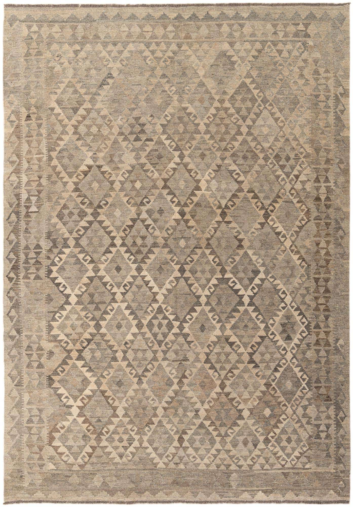 6' 10 x 9' 9 Hand Woven Kilim Maymana Wool Rug