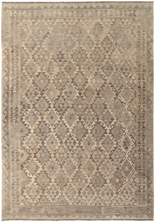 Detail image of 6' 10 x 9' 9 Hand Woven Kilim Maymana Wool Rug