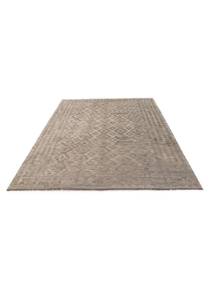 6' 9 x 10' Hand Woven Kilim Maymana Wool Rug