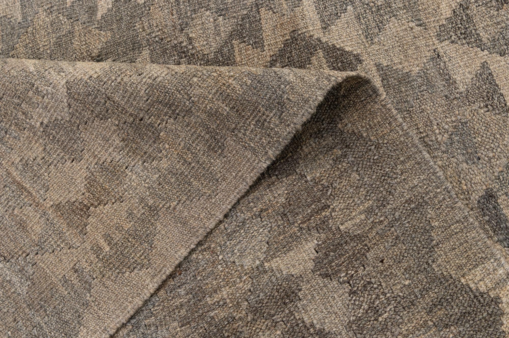 6' 9 x 10' Hand Woven Kilim Maymana Wool Rug