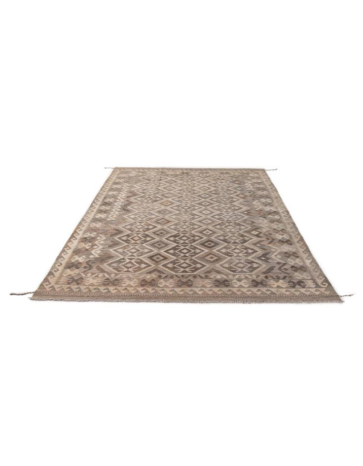 Detail image of 6' 7 x 9' 11 Hand Woven Kilim Maymana Wool Rug