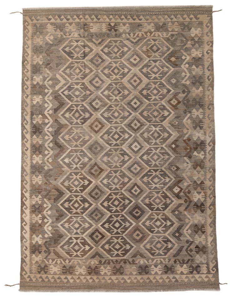 Detail image of 6' 7 x 9' 11 Hand Woven Kilim Maymana Wool Rug