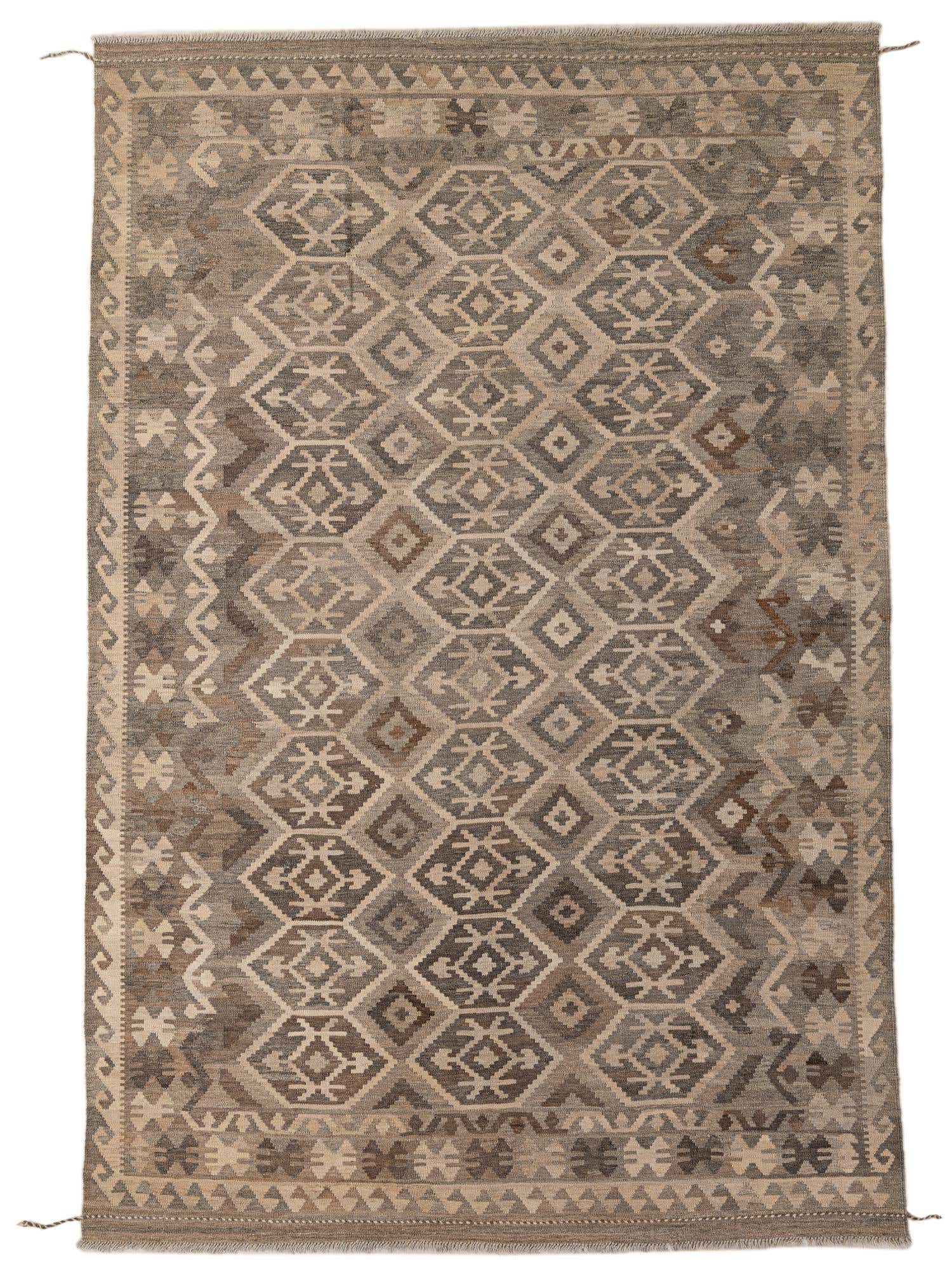 6' 7 x 9' 11 Hand Woven Kilim Maymana Wool Rug