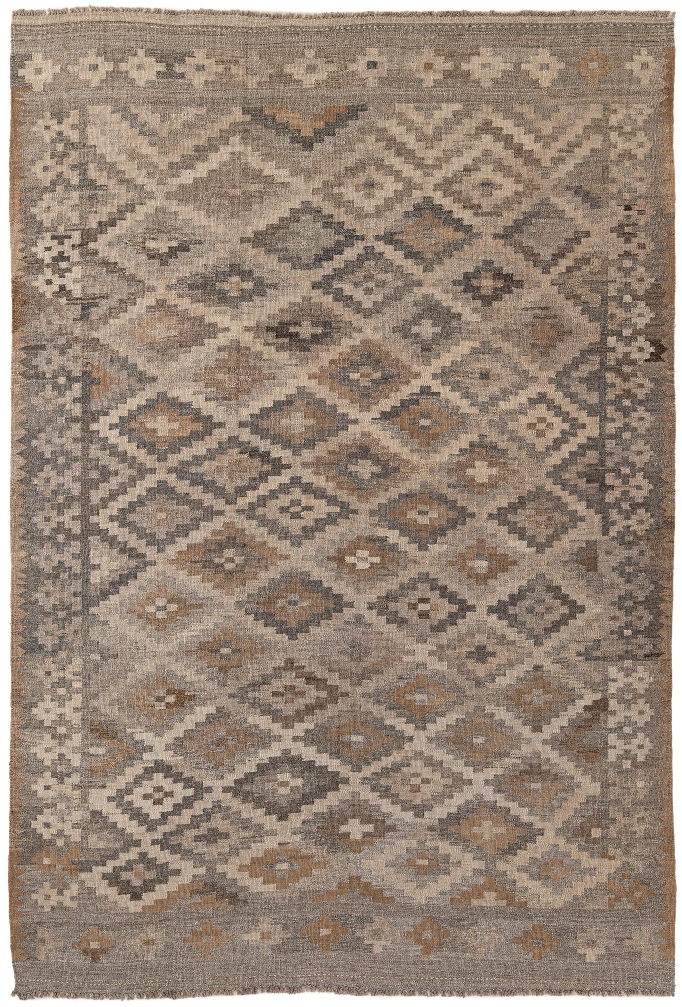 6' 6 x 9' 9 Hand Woven Kilim Maymana Wool Rug
