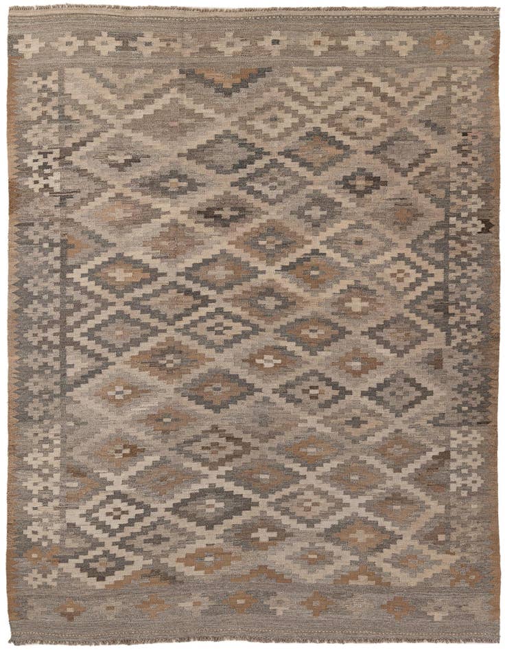 Detail image of 6' 6 x 9' 9 Hand Woven Kilim Maymana Wool Rug