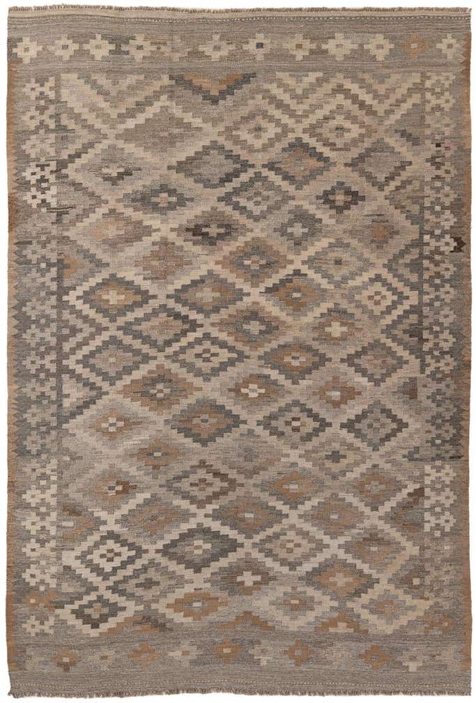 6' 6 x 9' 9 Hand Woven Kilim Maymana Wool Rug