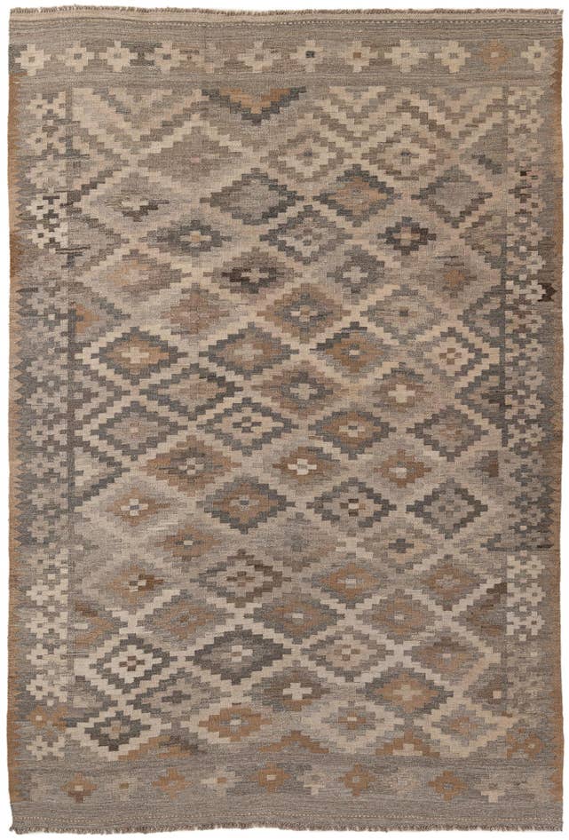 Detail image of 6' 6 x 9' 9 Hand Woven Kilim Maymana Wool Rug