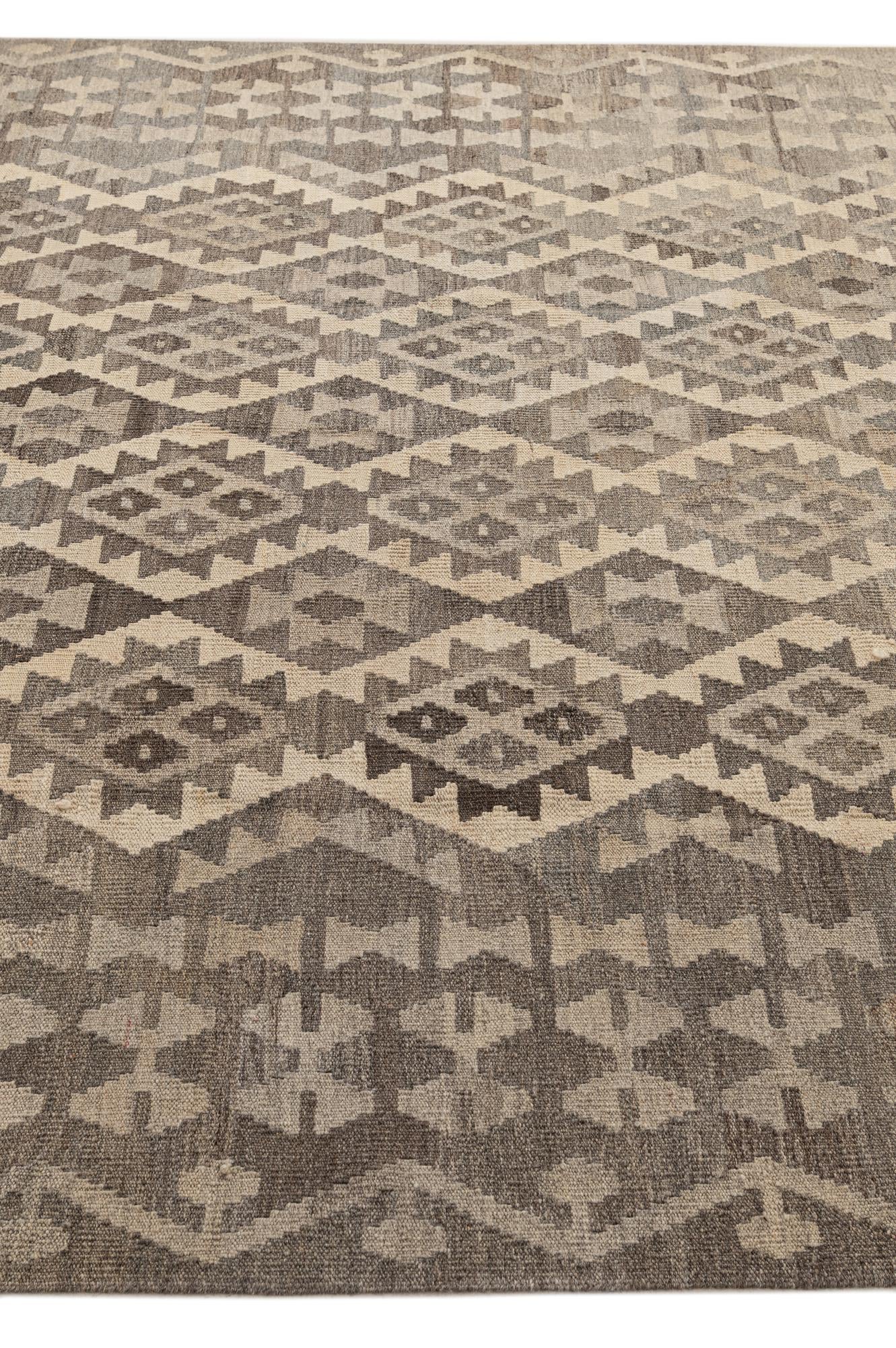 6' 8 x 10' Hand Woven Kilim Maymana Wool Rug