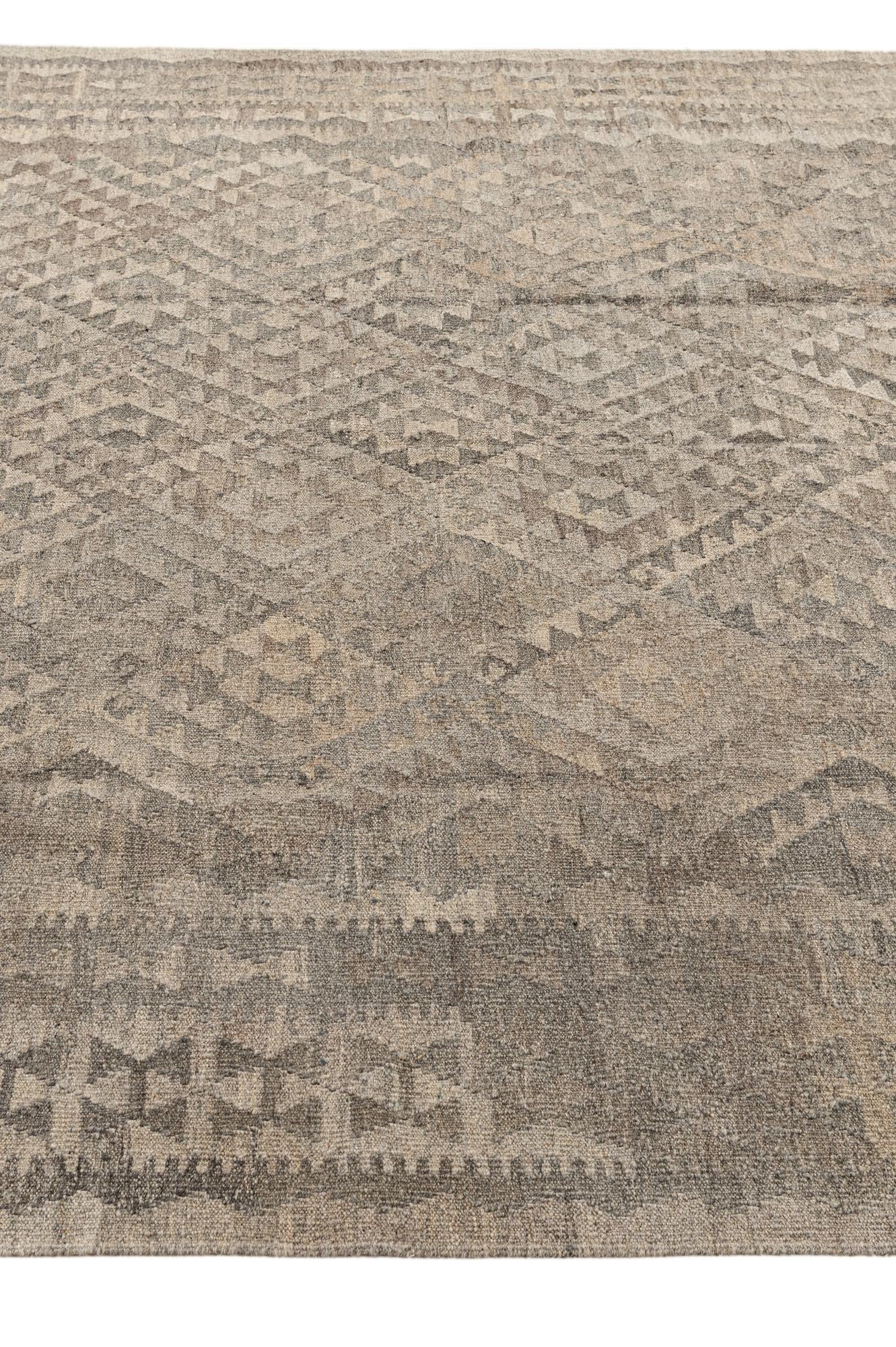 6' 9 x 9' 10 Hand Woven Kilim Maymana Wool Rug
