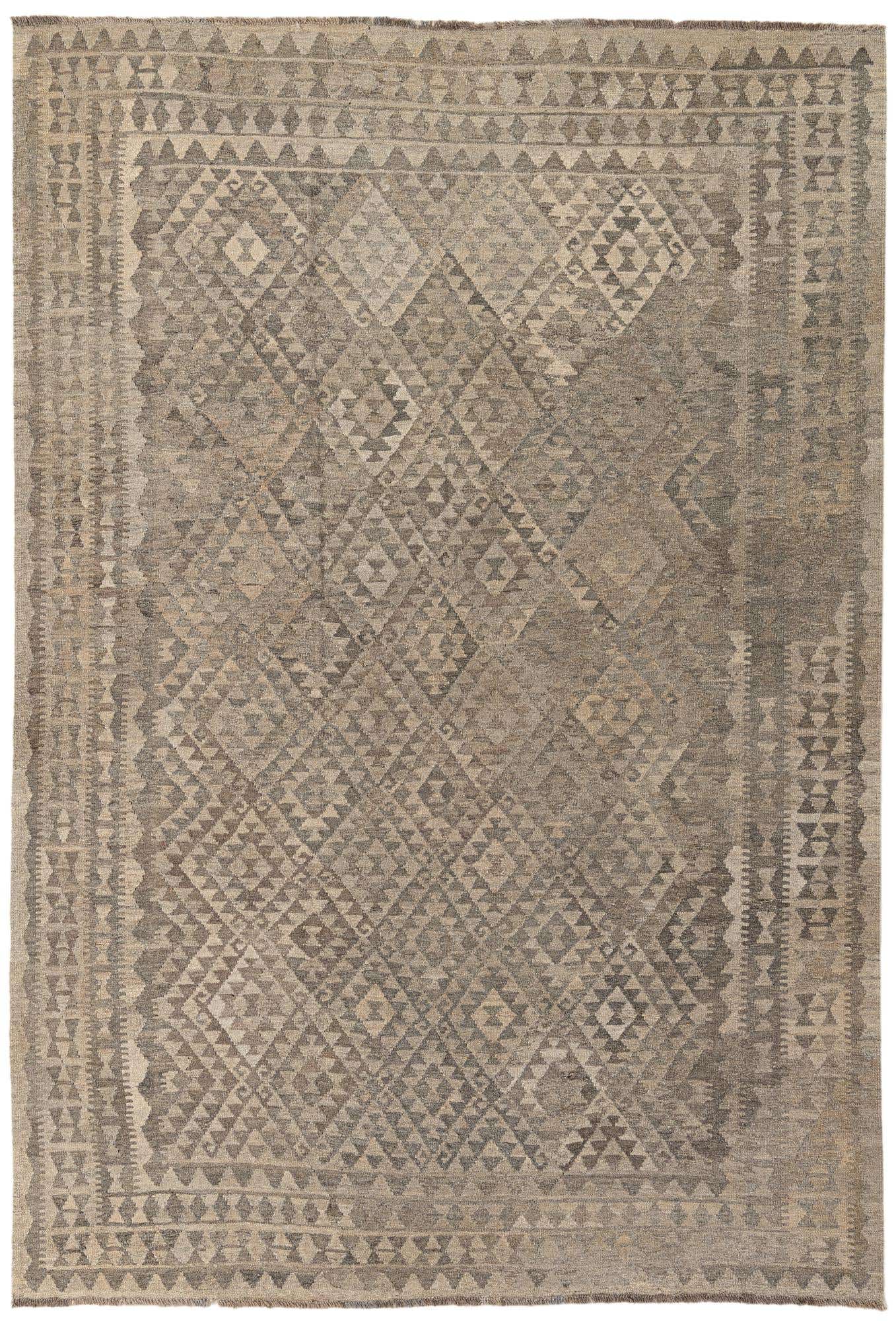 6' 9 x 9' 10 Hand Woven Kilim Maymana Wool Rug