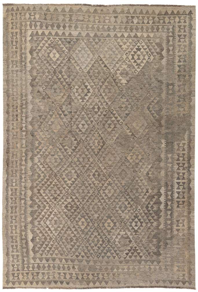 6' 9 x 9' 10 Hand Woven Kilim Maymana Wool Rug