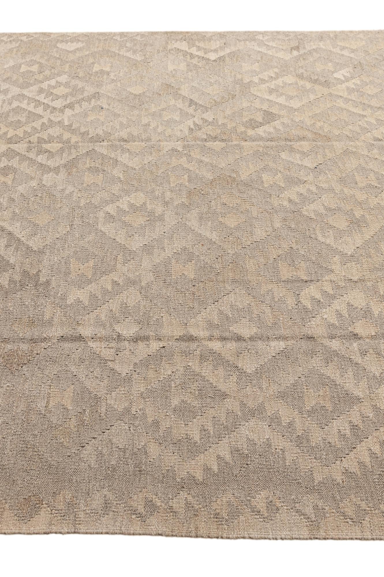 6' 6 x 9' 9 Hand Woven Kilim Maymana Wool Rug