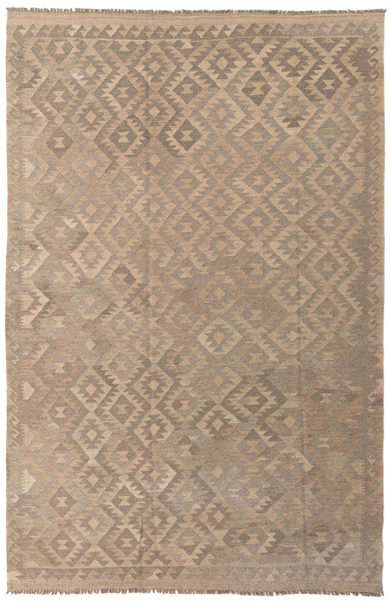 6' 6 x 9' 9 Hand Woven Kilim Maymana Wool Rug