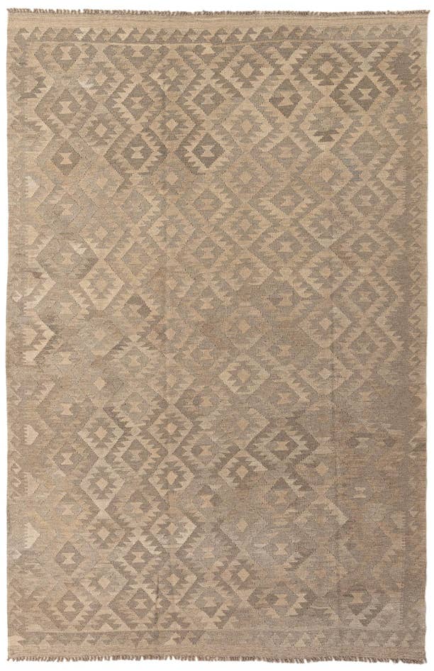 Detail image of 6' 6 x 9' 9 Hand Woven Kilim Maymana Wool Rug