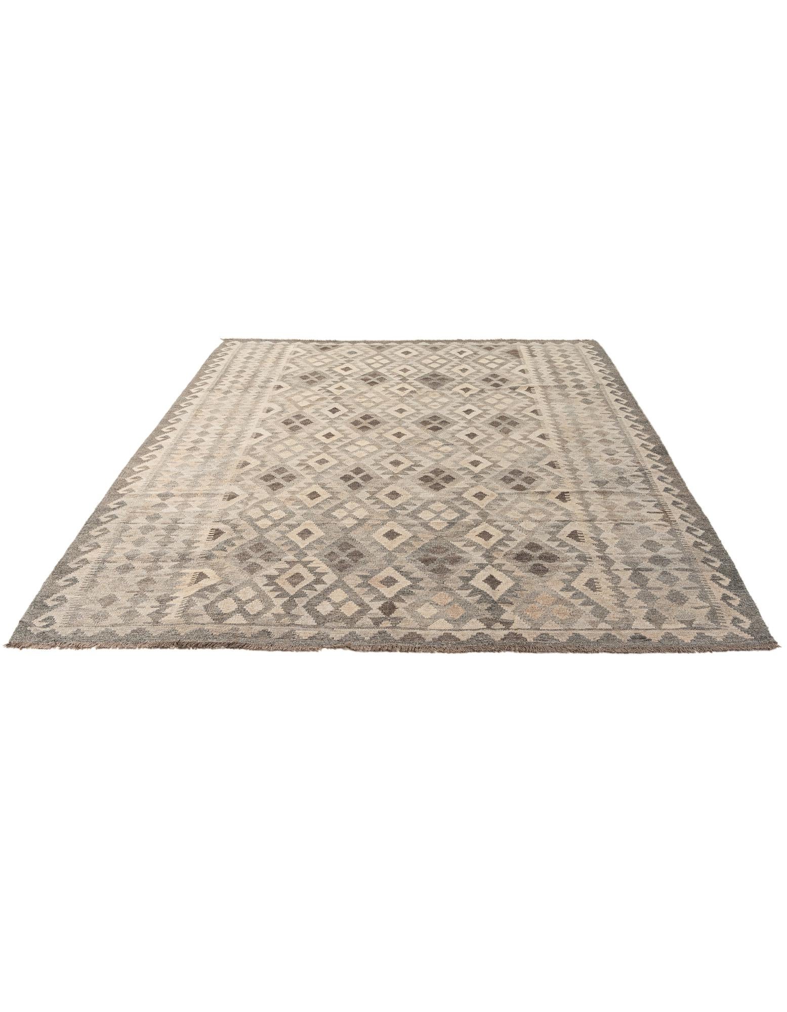 6' 9 x 9' 9 Hand Woven Kilim Maymana Wool Rug