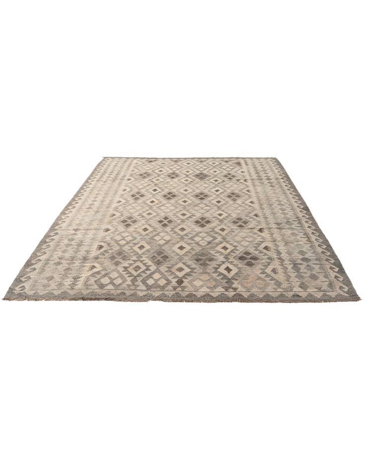 Detail image of 6' 9 x 9' 9 Hand Woven Kilim Maymana Wool Rug