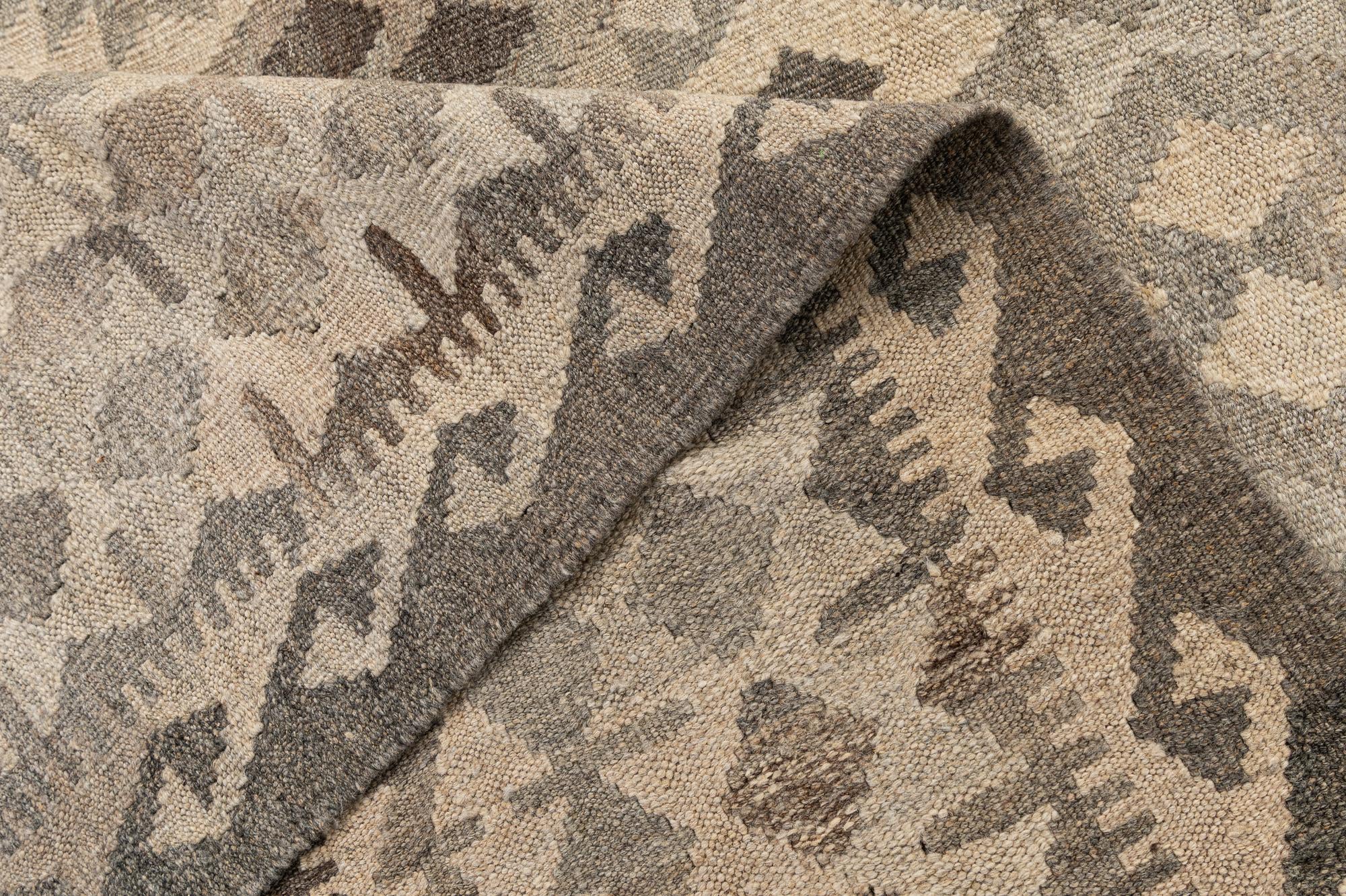 6' 9 x 9' 9 Hand Woven Kilim Maymana Wool Rug
