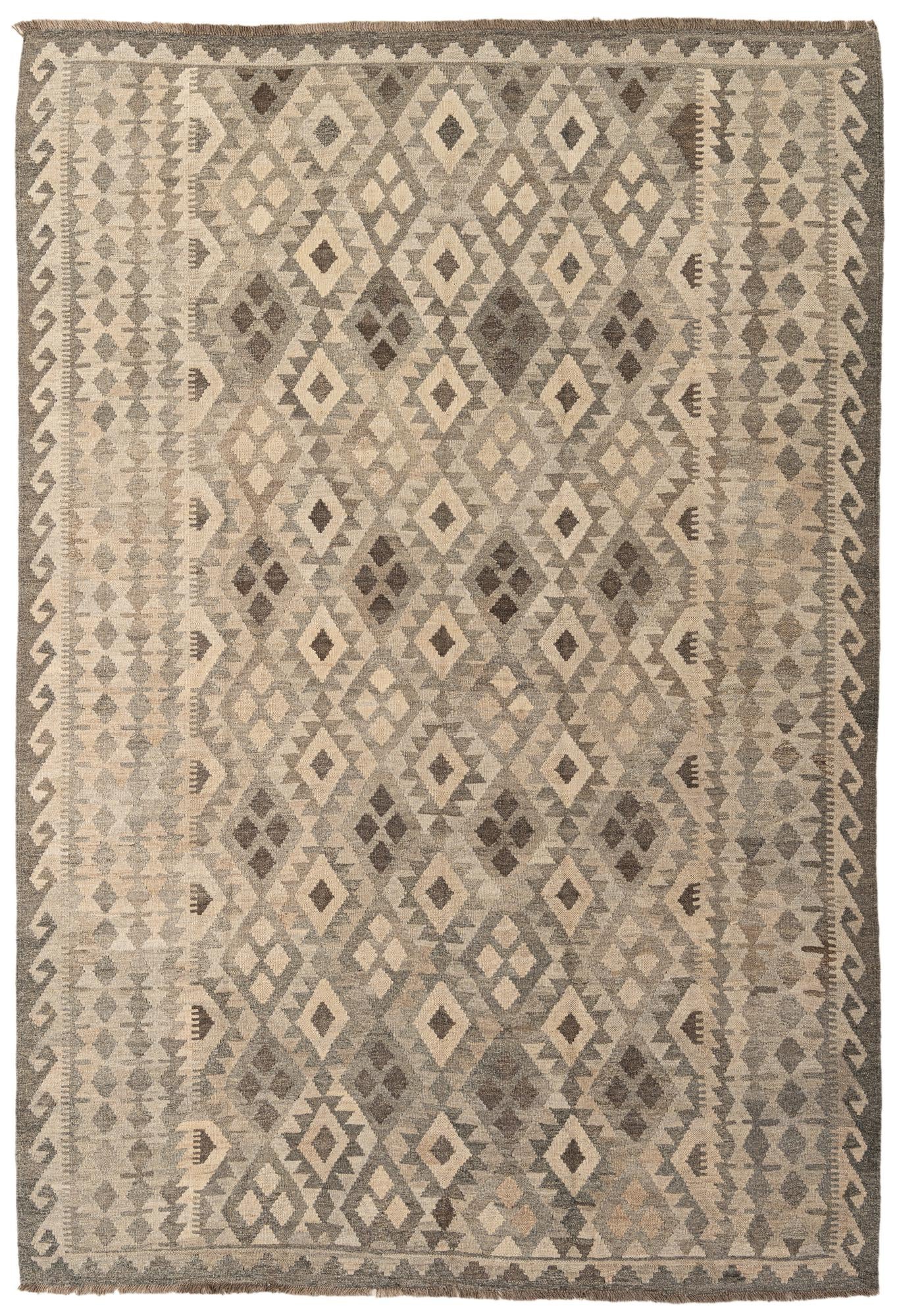 6' 9 x 9' 9 Hand Woven Kilim Maymana Wool Rug