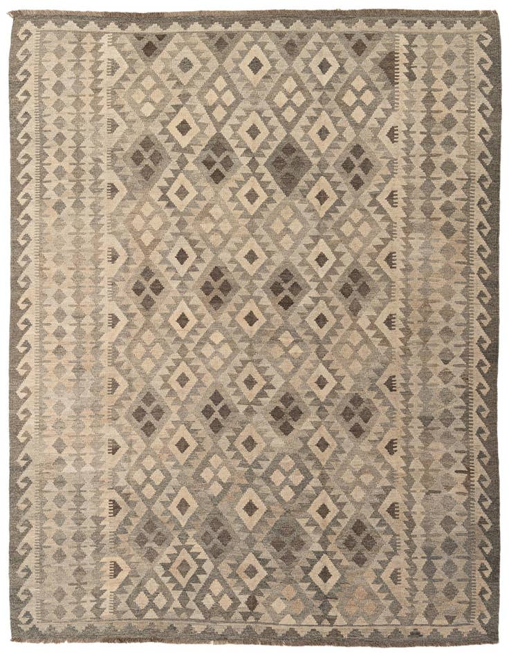 Detail image of 6' 9 x 9' 9 Hand Woven Kilim Maymana Wool Rug