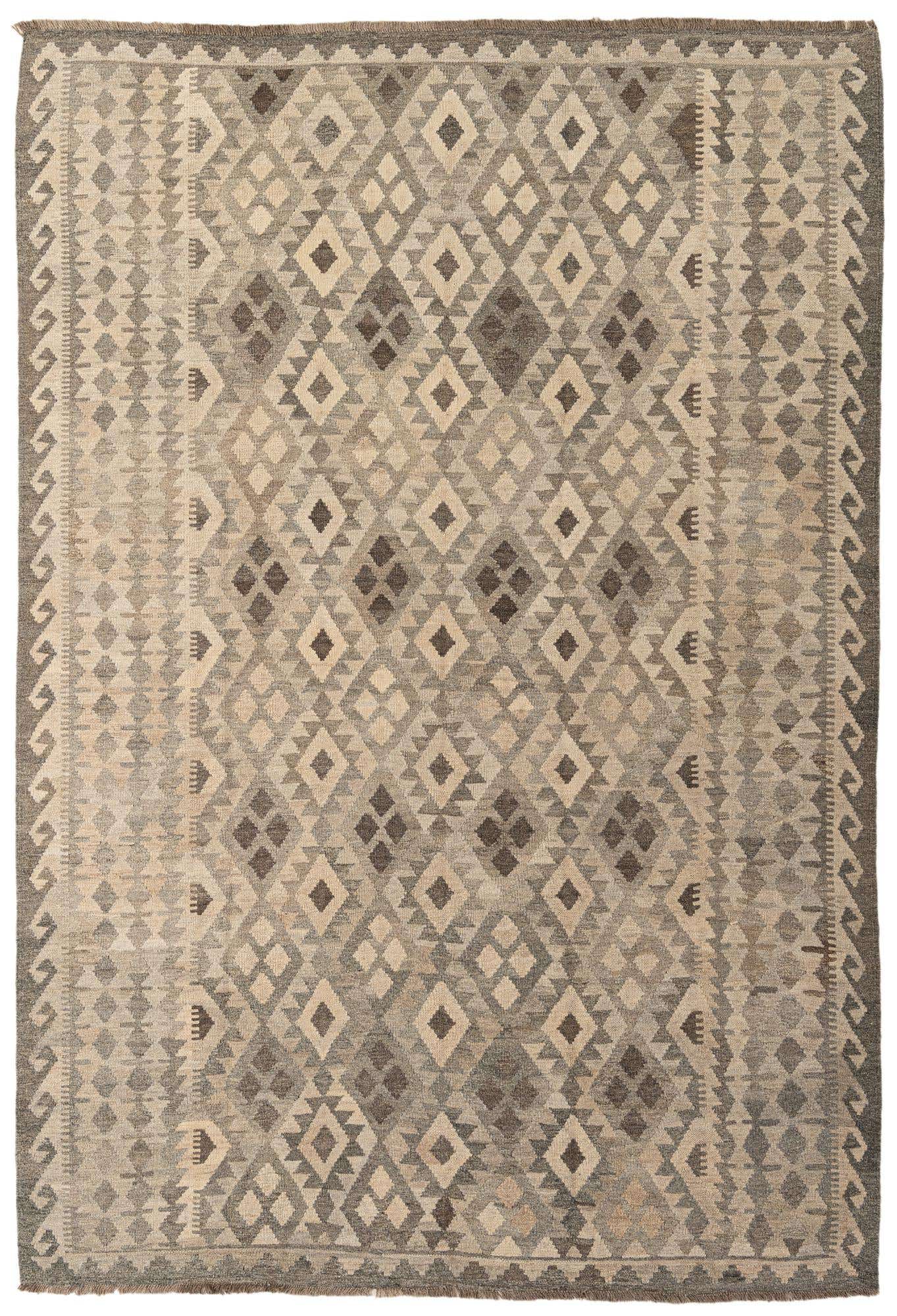 6' 9 x 9' 9 Hand Woven Kilim Maymana Wool Rug