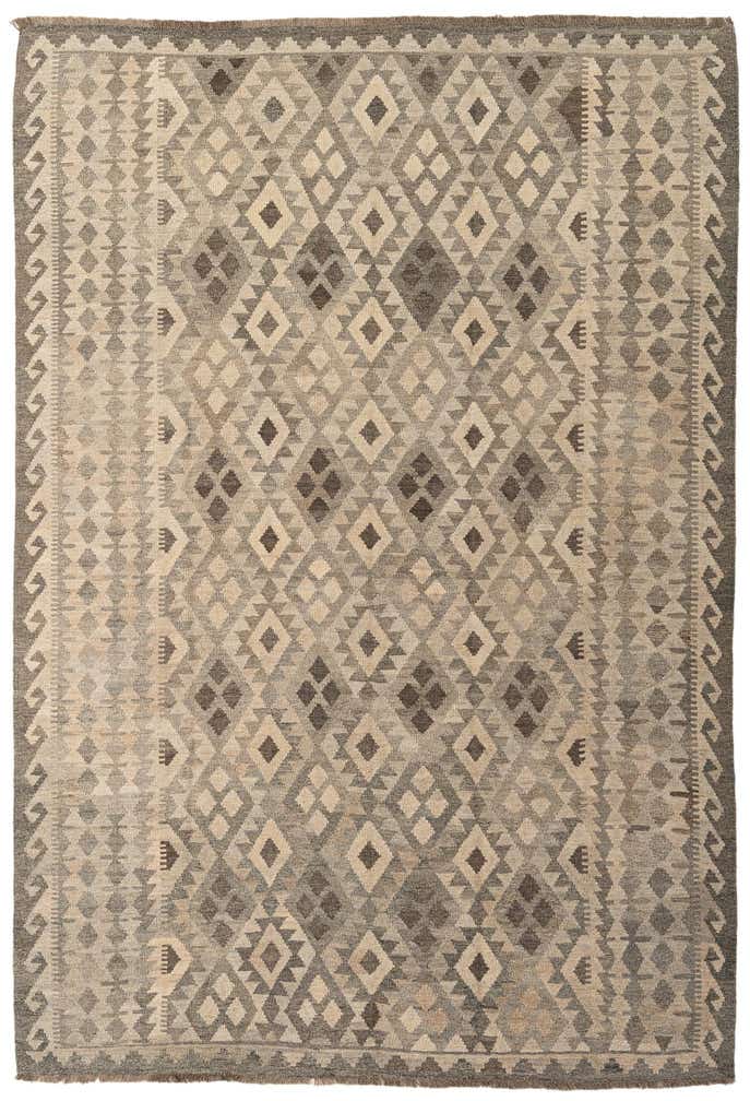 6' 9 x 9' 9 Hand Woven Kilim Maymana Wool Rug