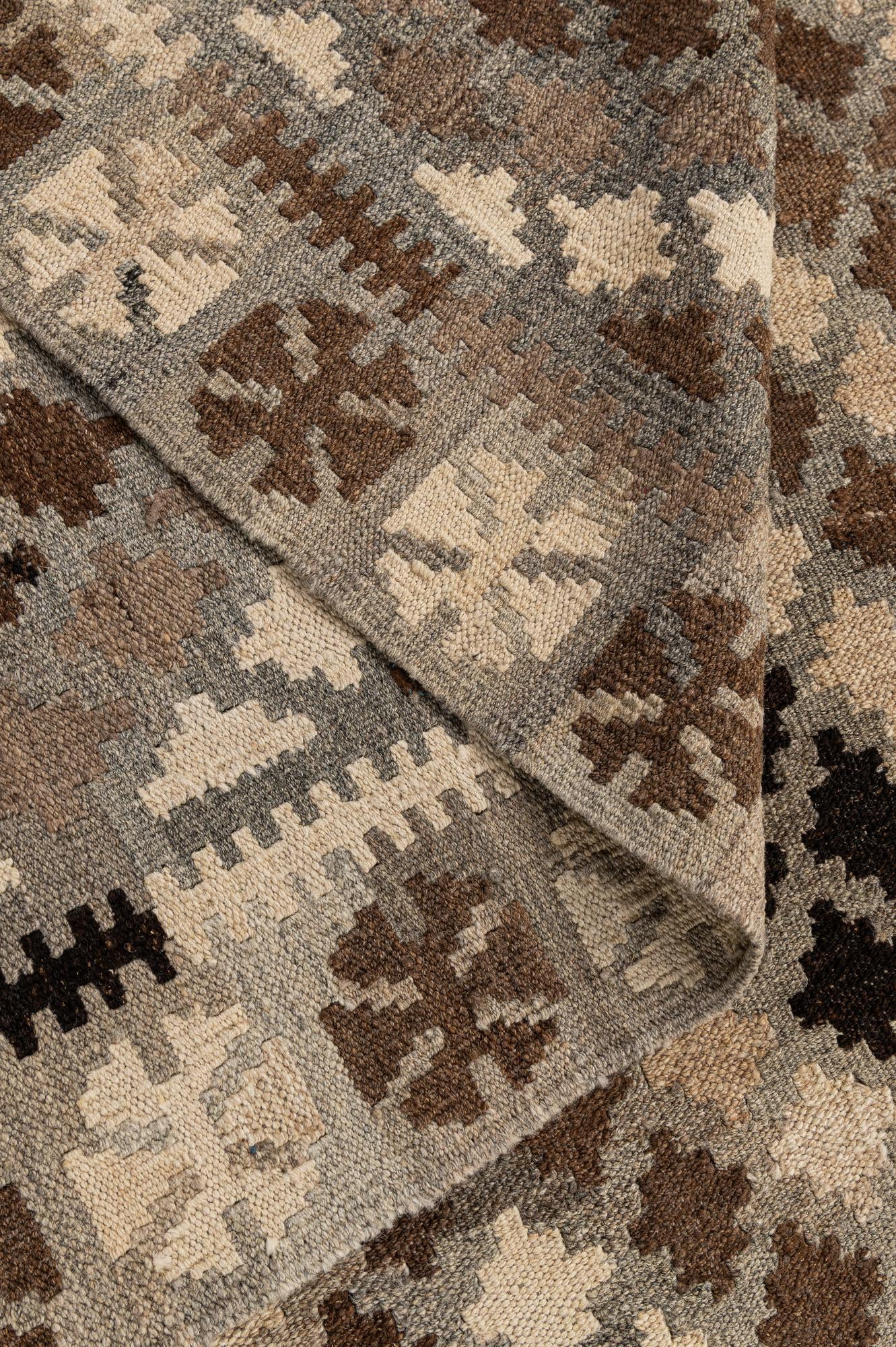 6' 7 x 9' 10 Hand Woven Kilim Maymana Wool Rug